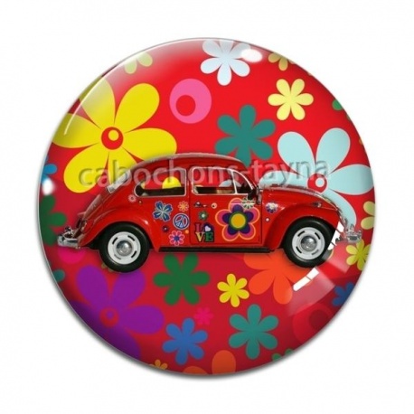 Cabochon Verre - voiture coccinelle