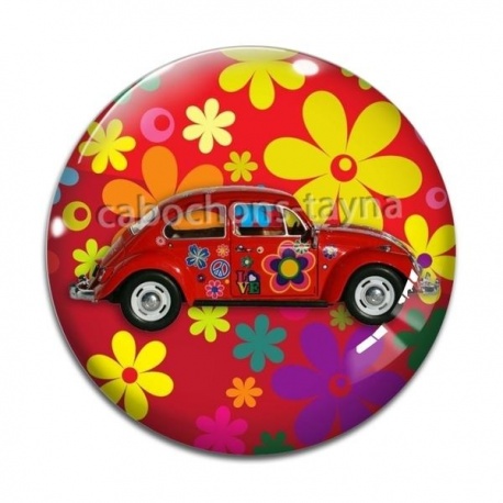 Cabochon Verre - voiture coccinelle