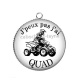 Pendentif Cabochon Argent - j'peux pas j'ai quad