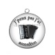 Pendentif Cabochon Argent - j'peux pas j'ai accordéon