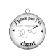 Pendentif Cabochon Argent - j'peux pas j'ai chant