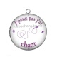 Pendentif Cabochon Argent - j'peux pas j'ai chant