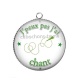 Pendentif Cabochon Argent - j'peux pas j'ai chant