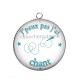Pendentif Cabochon Argent - j'peux pas j'ai chant