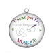 Pendentif Cabochon Argent - j'peux pas j'ai musique