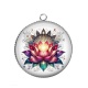 Pendentif Cabochon Argent - fleur de lotus