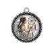 Pendentif Cabochon Argent - la femme et le dreamcatcher