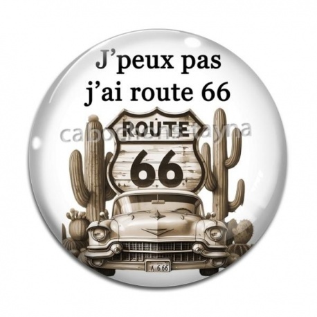 Cabochon Verre - j'peux pas j'ai route 66