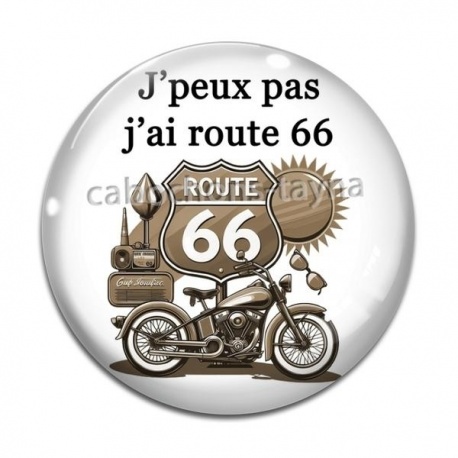 Cabochon Verre - j'peux pas j'ai route 66