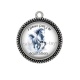 Pendentif Cabochon Argent - j'peux pas j'ai équitation
