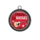 Pendentif Cabochon Argent - j'peux pas j'ai guitare