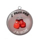 Pendentif Cabochon Argent - j'peux pas j'ai boxe