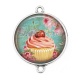 Connecteur Cabochon Argent - cup cake