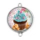 Connecteur Cabochon Argent - cup cake