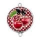Connecteur Cabochon Argent - cerise