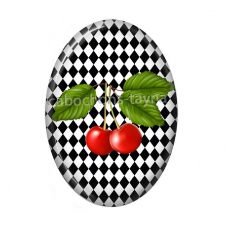 Cabochon Résine Ovale - cerise