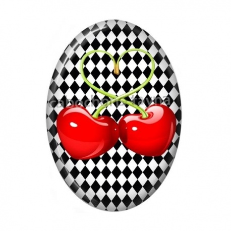 Cabochon Résine Ovale - cerise