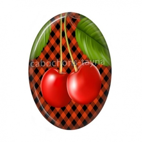 Cabochon Résine Ovale - cerise