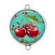 Connecteur Cabochon Argent - cerise