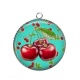 Pendentif Cabochon Argent - cerise