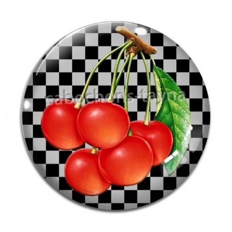 Cabochon Verre - cerise