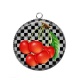 Pendentif Cabochon Argent - cerise