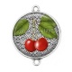 Connecteur Cabochon Argent - cerise