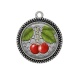 Pendentif Cabochon Argent - cerise