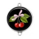 Connecteur Cabochon Argent - cerise