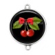 Connecteur Cabochon Argent - cerise