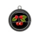 Pendentif Cabochon Argent - cerise