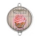 Connecteur Cabochon Argent - cupcake