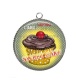 Pendentif Cabochon Argent - cupcake