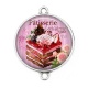 Connecteur Cabochon Argent - cupcake