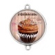 Connecteur Cabochon Argent - cupcake