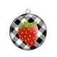 Pendentif Cabochon Argent - fraise