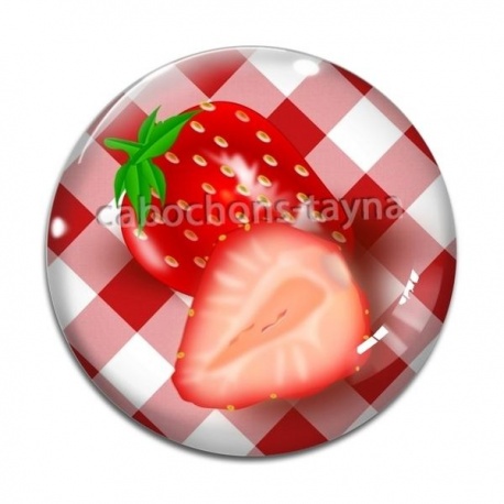 Cabochon Verre - fraise