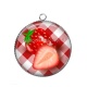 Pendentif Cabochon Argent - fraise