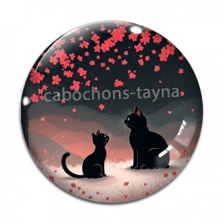 Cabochon Verre - chat