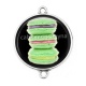 Connecteur Cabochon Argent - macaron