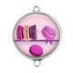 Connecteur Cabochon Argent - macaron