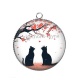 Pendentif Cabochon Argent - chat