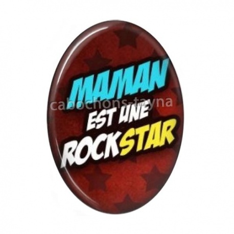 Cabochon Résine Ovale - maman est une rock star