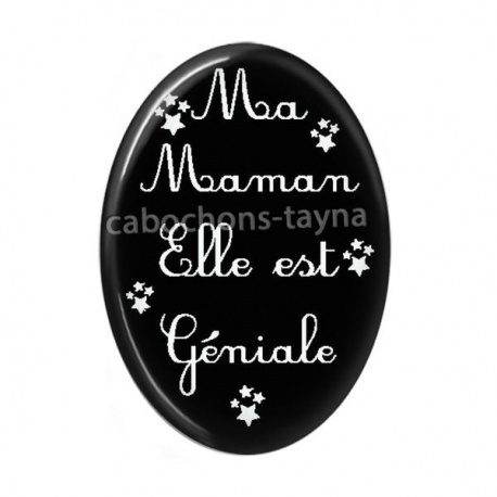 Cabochon Résine Ovale - ma maman elle est géniale