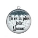Pendentif Cabochon Argent - tu es la plus jolie maman