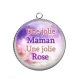 Pendentif Cabochon Argent - une jolie maman une jolie rose