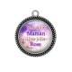 Pendentif Cabochon Argent - une jolie maman une jolie rose