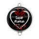 Connecteur Cabochon Argent - super maman