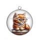 Pendentif Cabochon Argent - chat lunette