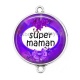 Connecteur Cabochon Argent - super maman